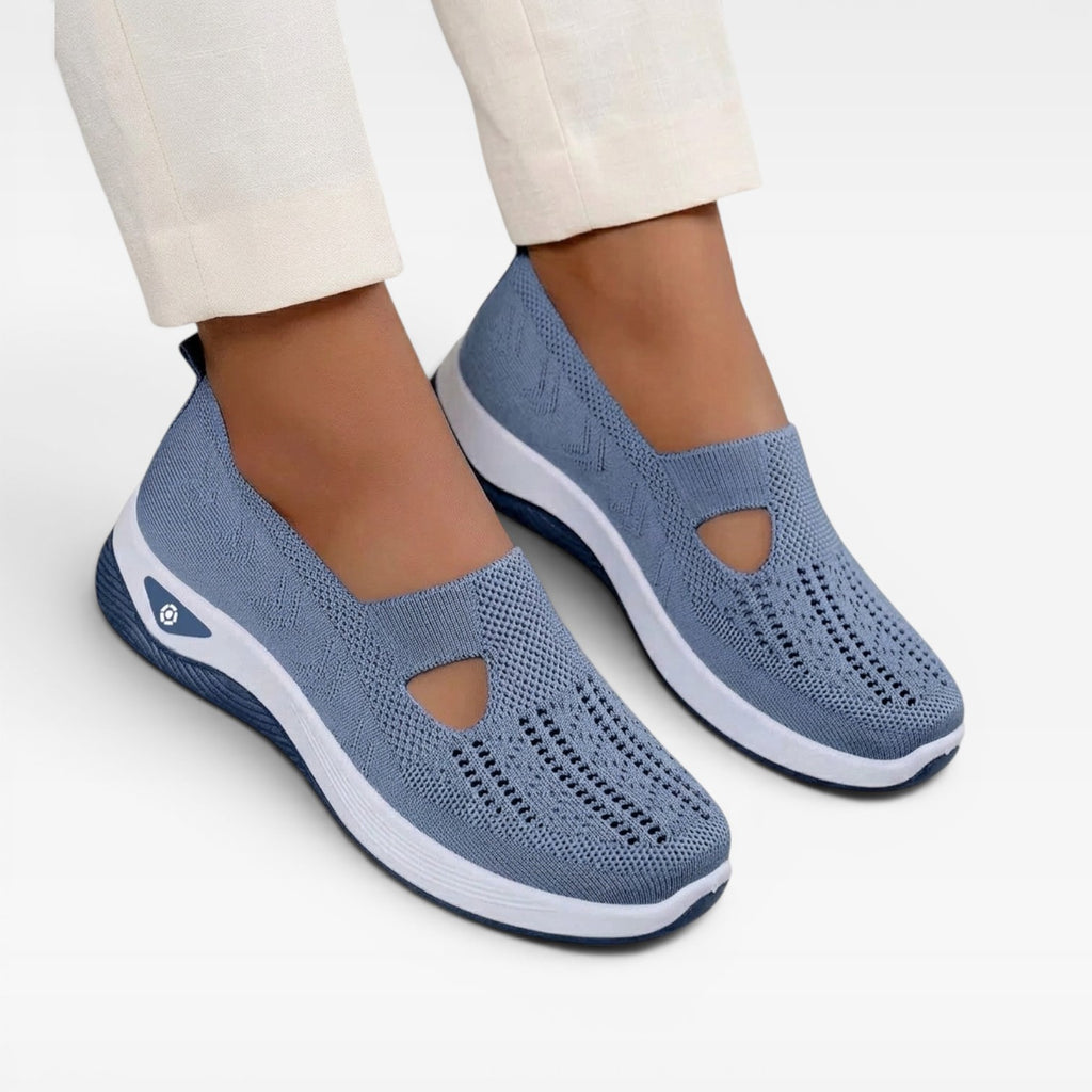 Women's Arch Support Slip On Trainers – Cushioned Knit Walking Shoes