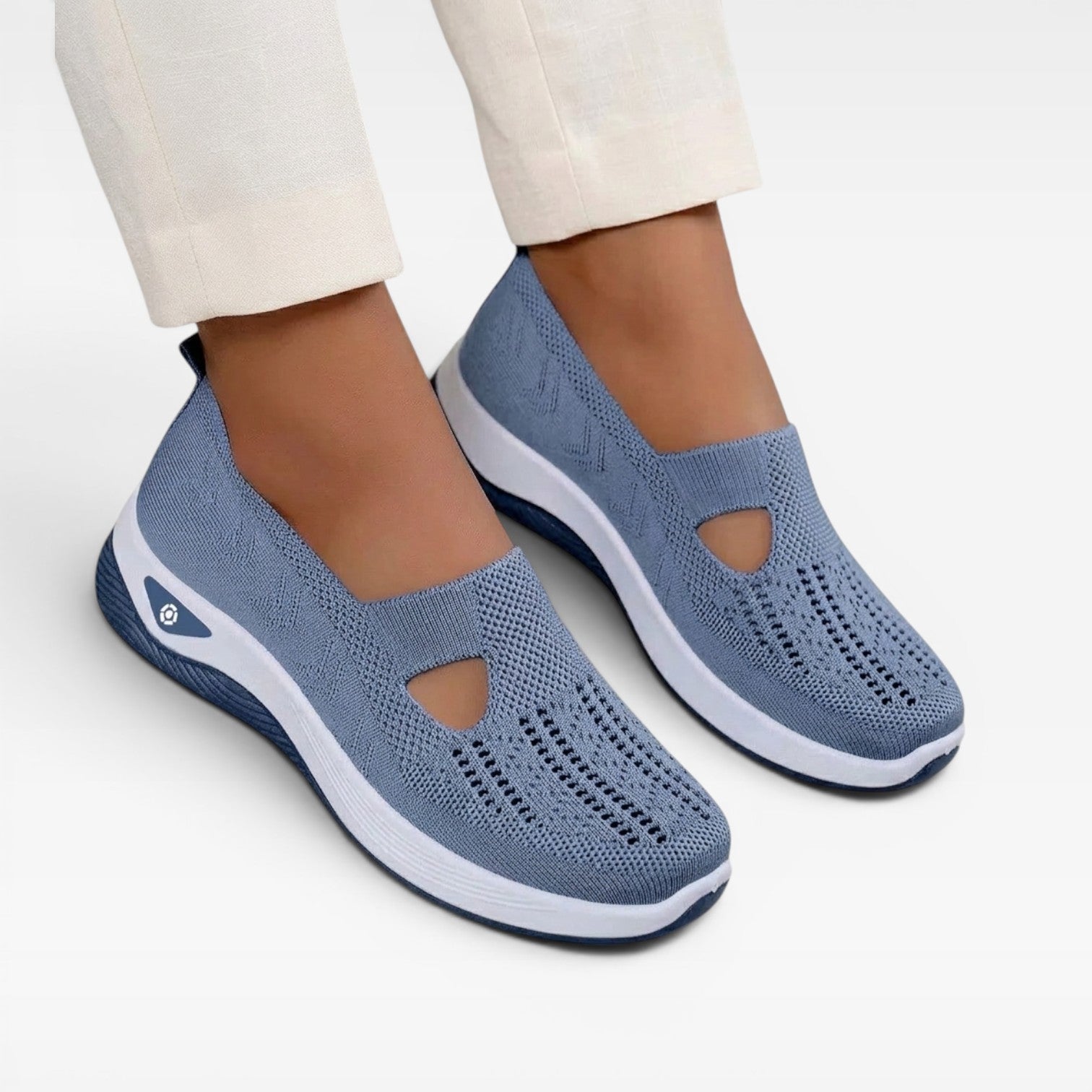 Women's Arch Support Slip On Trainers – Cushioned Knit Walking Shoes