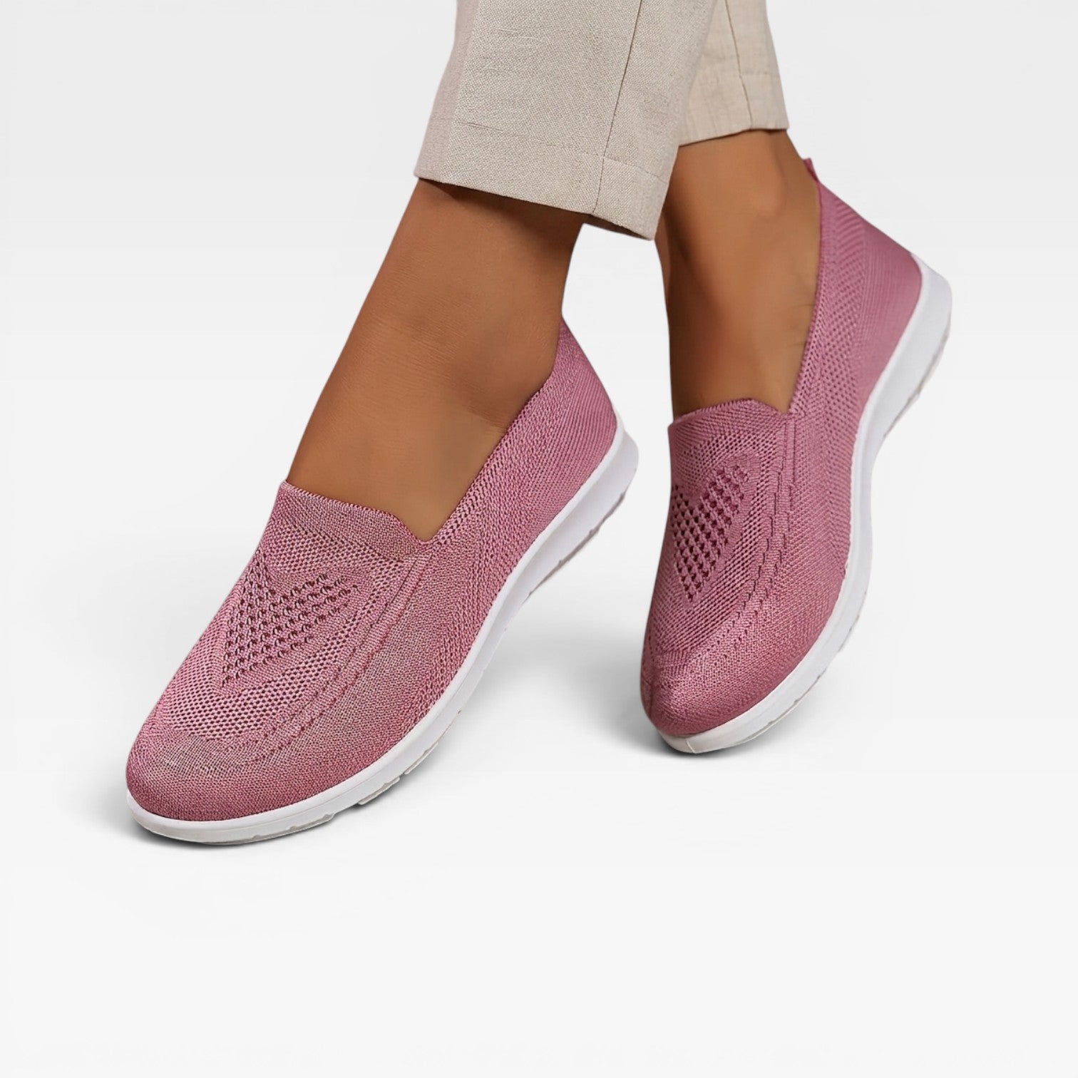 Women's Breathable Knit Slip On Trainers – Comfortable Walking Shoes