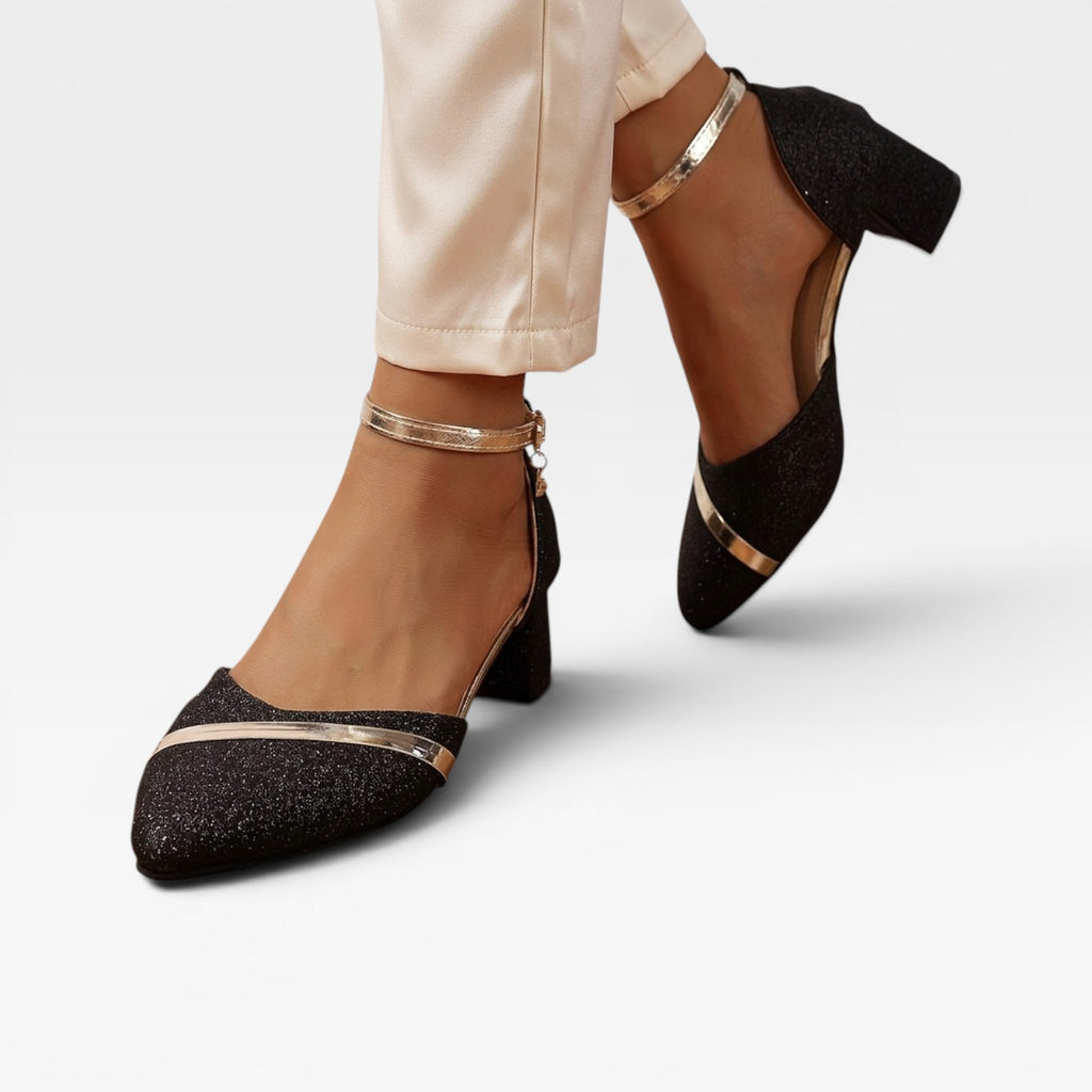 Women's Block Heel Ankle Strap Pumps – Closed Toe Wedding Occasion Shoes