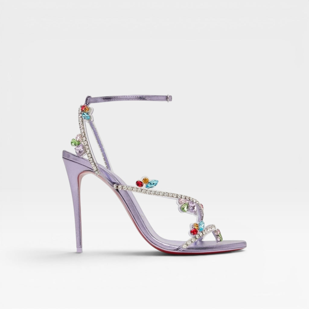 Women's Embellished Strappy Heels – Elegant Stiletto Ankle Strap Sandals for Special Occasions