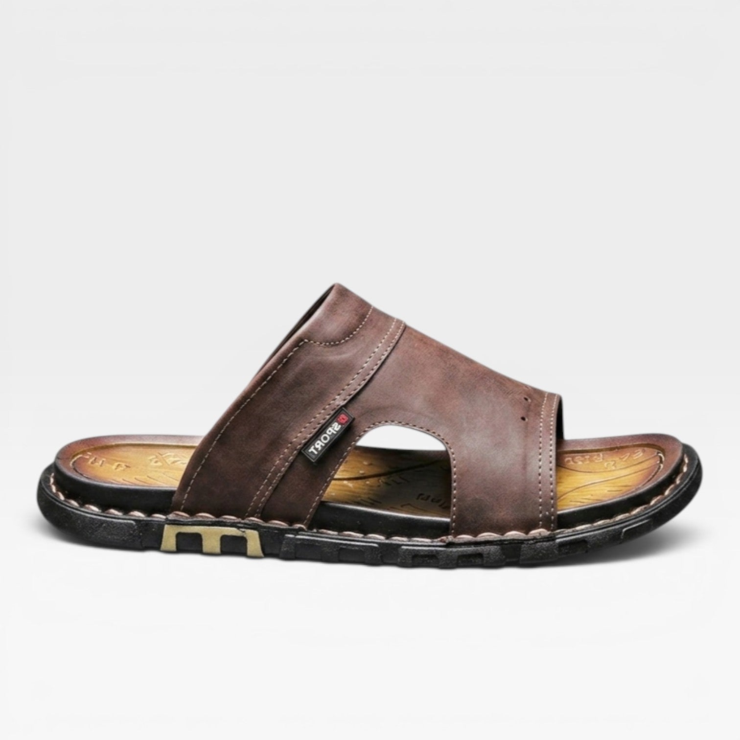 Men's Leather Slide Sandals – Classic Slip On Open Toe Summer Style