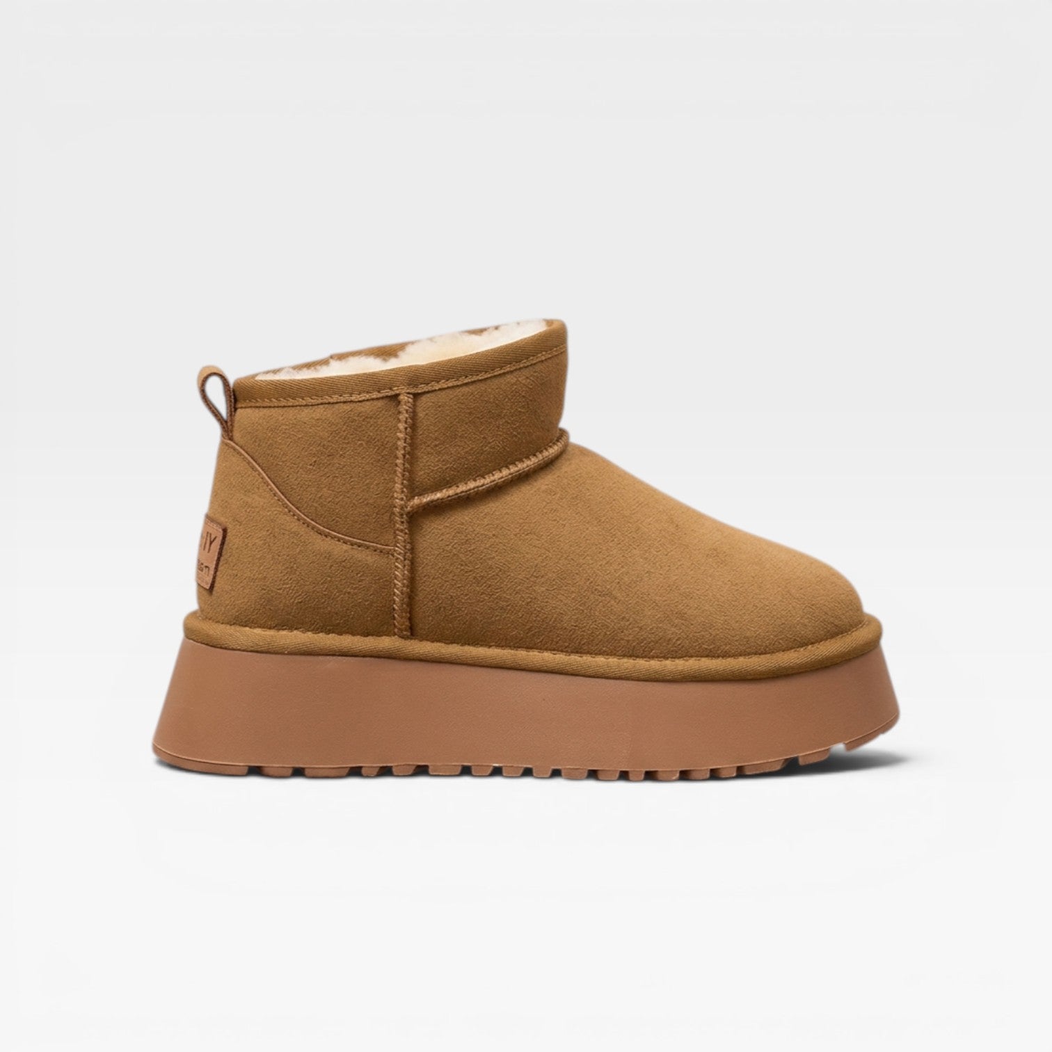 Bottines à plateforme en daim pour femmes – Bottines mini doublées en peau lainée