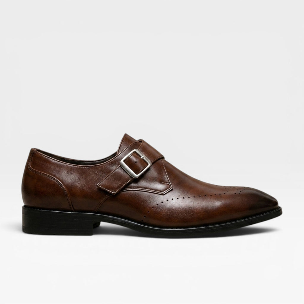 Chaussures à boucle moniale en cuir pour hommes – Chaussures habillées classiques à enfiler