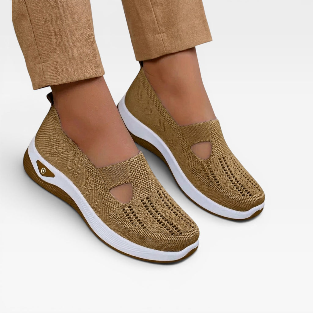 Women's Arch Support Slip On Trainers – Cushioned Knit Walking Shoes