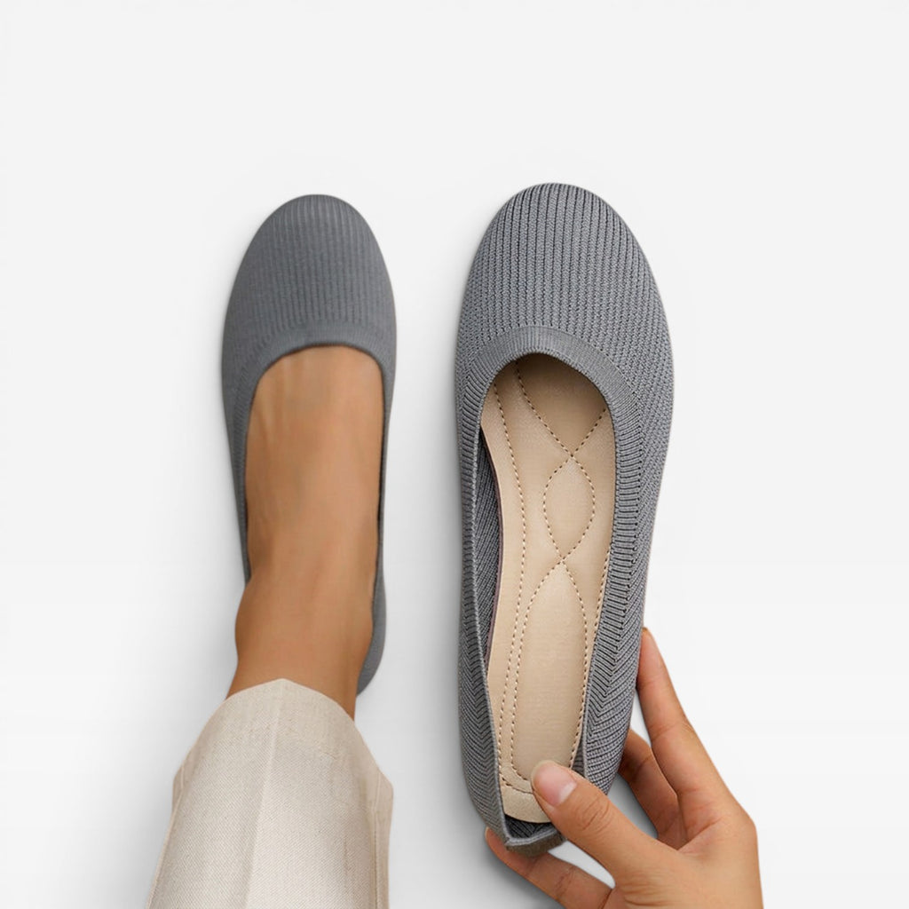 Women's Knit Ballet Flats – Cushioned Slip On Round Toe Shoes