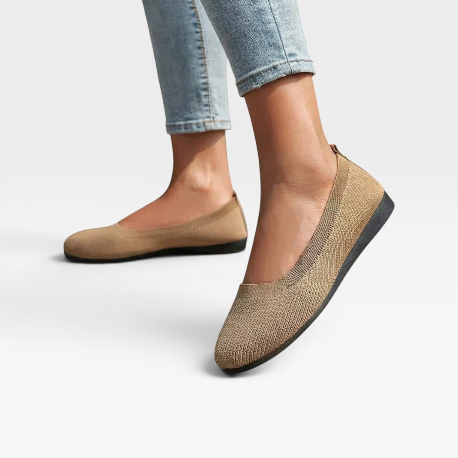 Women's Knit Ballet Flats – Cushioned Slip On Round Toe Shoes