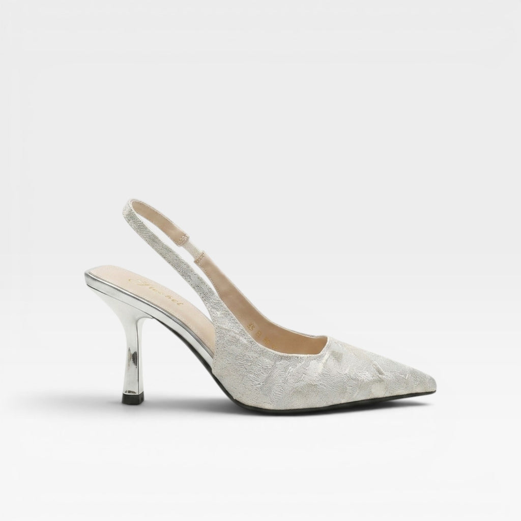 Women’s Pointed Toe Kitten Heels – Shiny Slingback Pumps