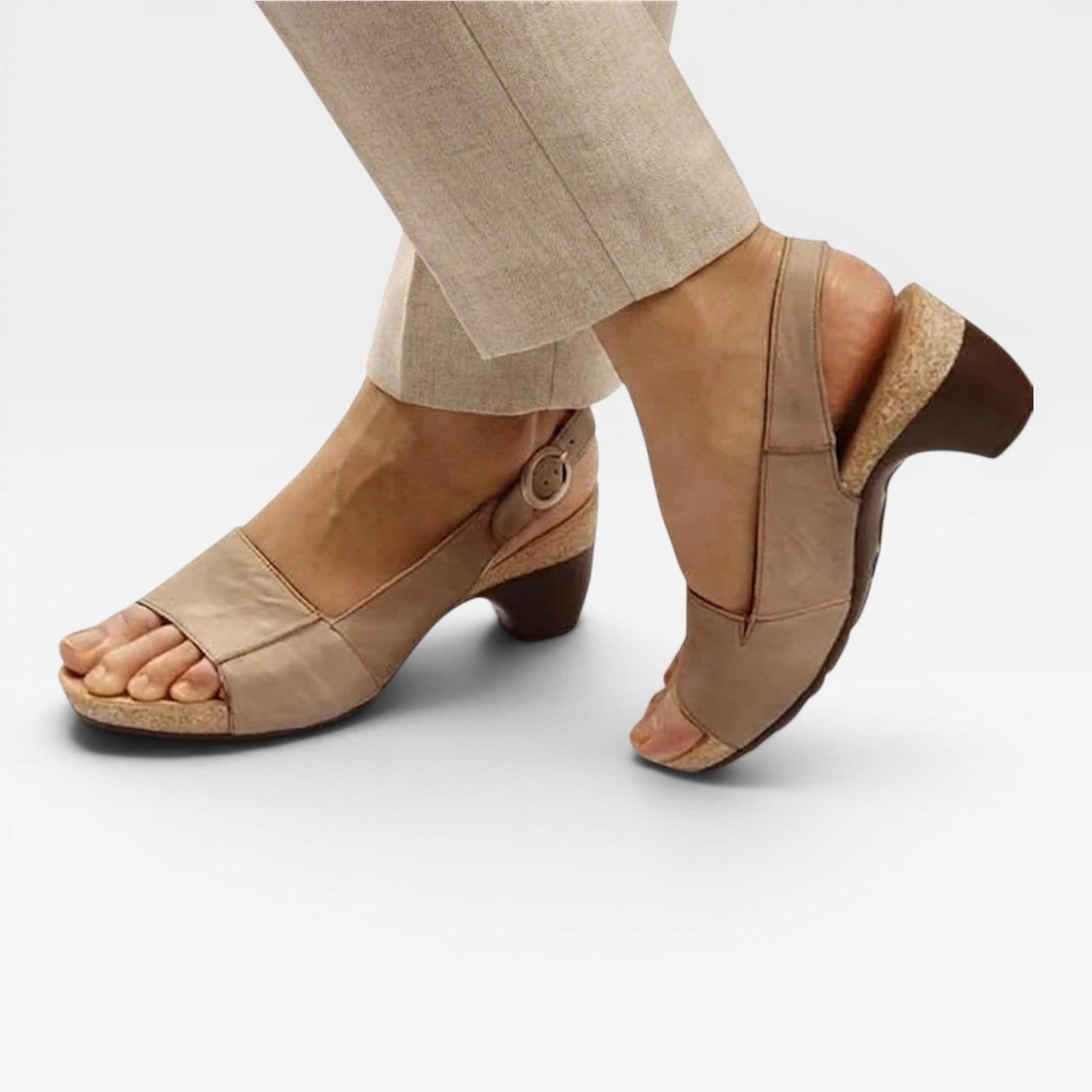 Women's Block Heel Sandals – Ankle Strap Comfortable Open Toe Style