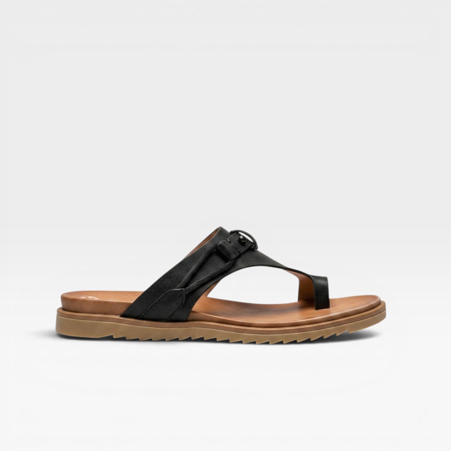 Women's Leather Toe Loop Sandals – Orthopedic Comfort Footbed Adjustable Strap