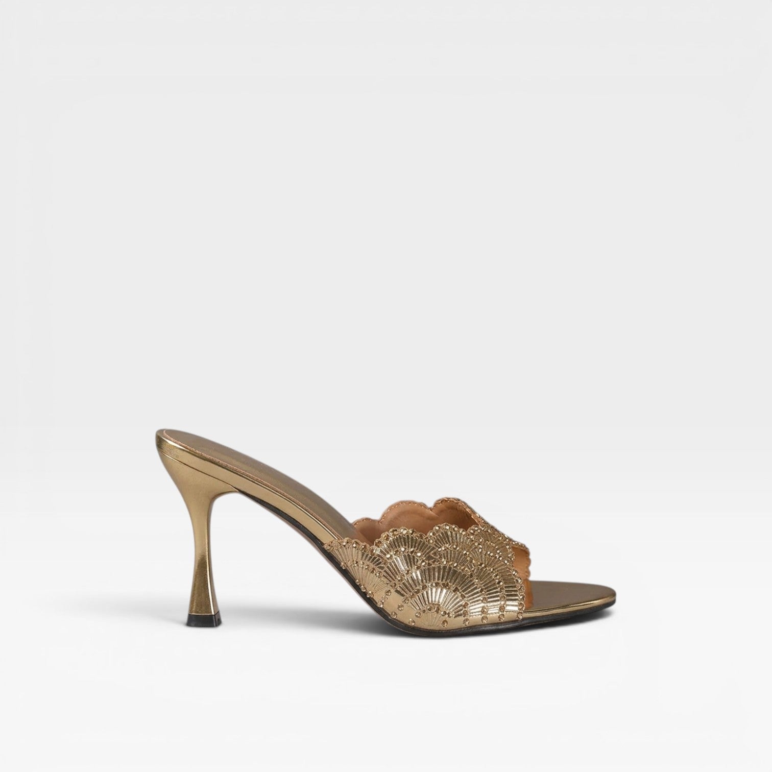 Women's Crystal Mule Heels – Elegant Sculpted Square Toe Stiletto for Party and Special Occasions