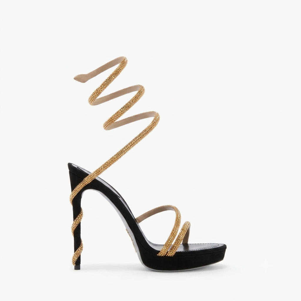 Women's Diamante Stiletto Sandals – Elegant Ankle Wrap Heels for Special Occasions