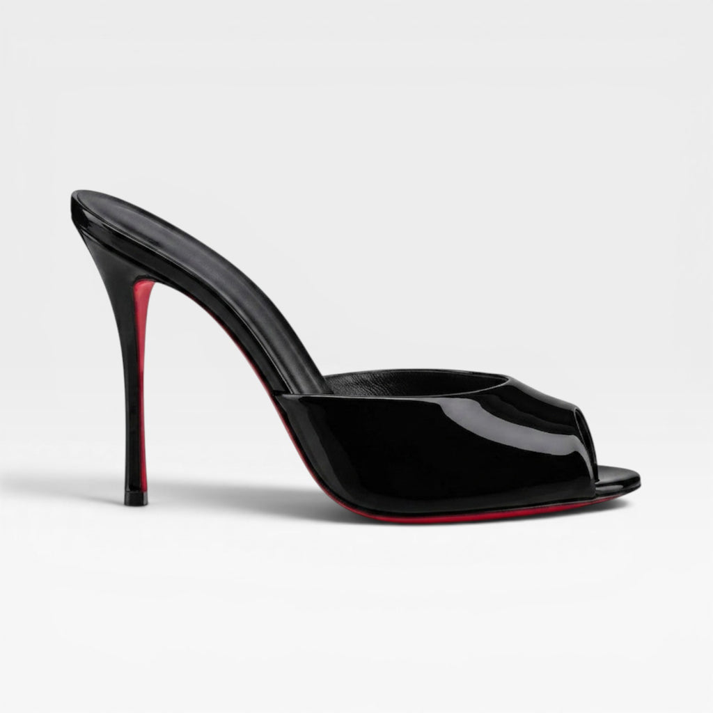 Women's Pointed Toe Leather Mules – Elegant Slip On High Heel Pumps for Special Occasions