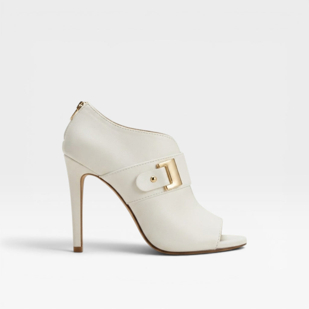 Women's Peep Toe Stiletto Booties – Elegant Buckle Strap Heels for Special Occasions
