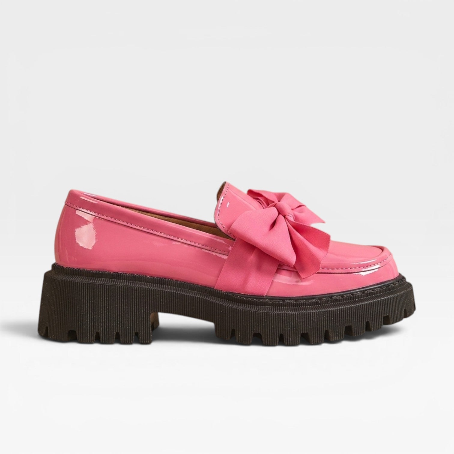 Women's Chunky Platform Loafers – Bow Detail Slip On Shoes