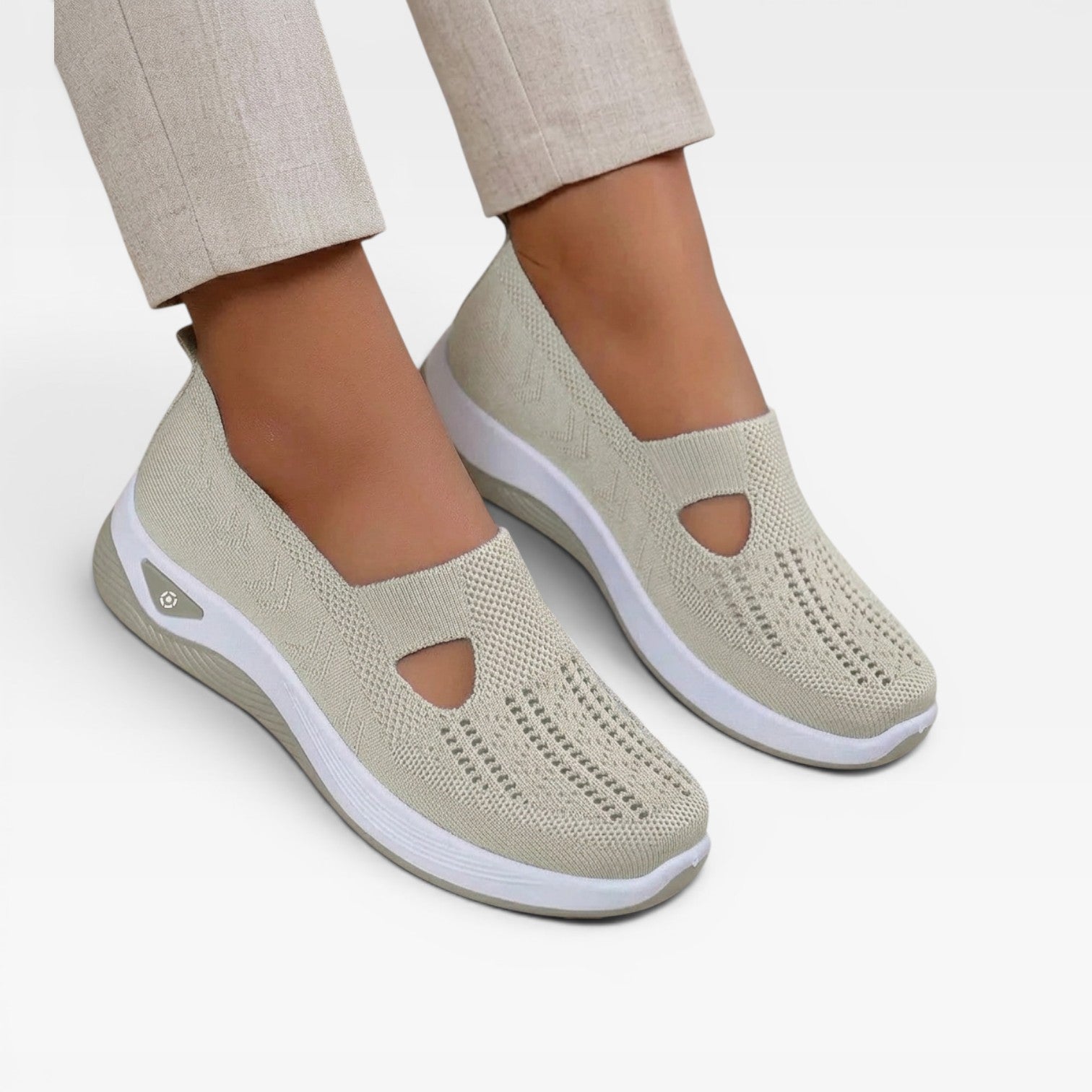 Women's Arch Support Slip On Trainers – Cushioned Knit Walking Shoes