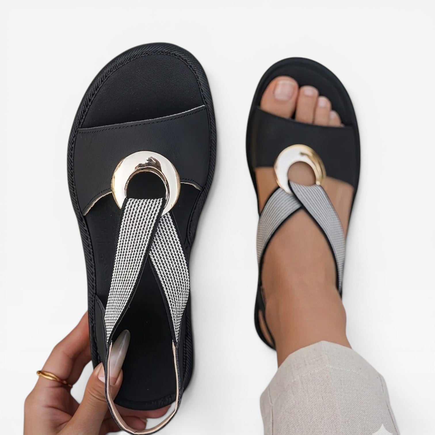 Women's Boho Summer Sandals – Toe Loop Comfortable Slingback Style