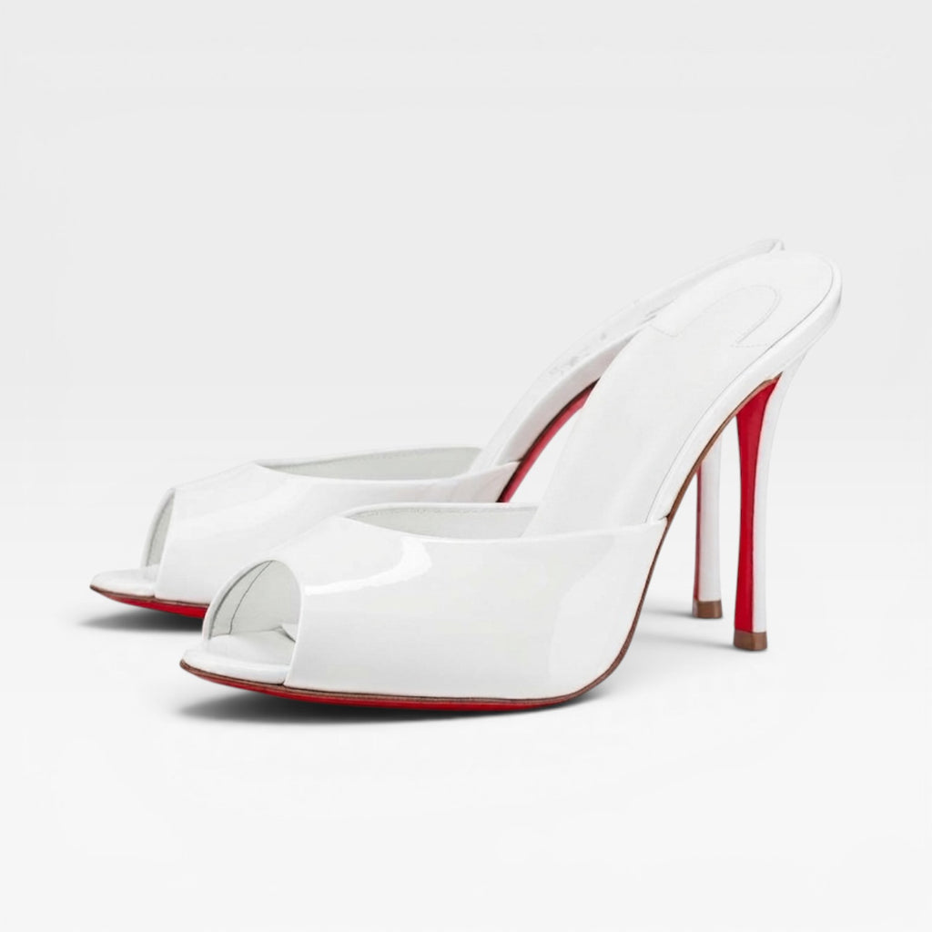 Women's Pointed Toe Leather Mules – Elegant Slip On High Heel Pumps for Special Occasions