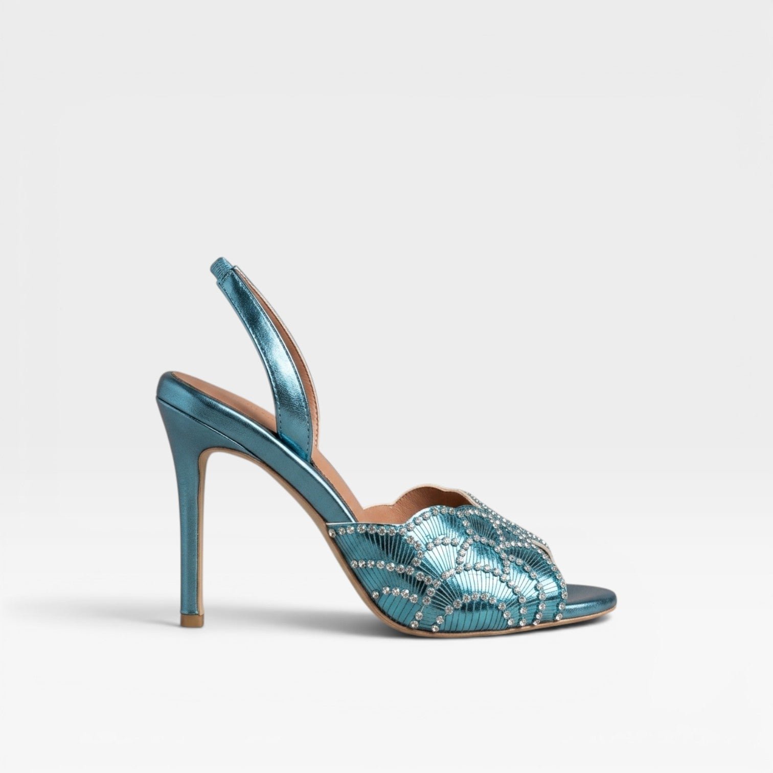 Women's Metallic Slingback Heels – Elegant Peep Toe Stiletto Sandals for Special Occasions