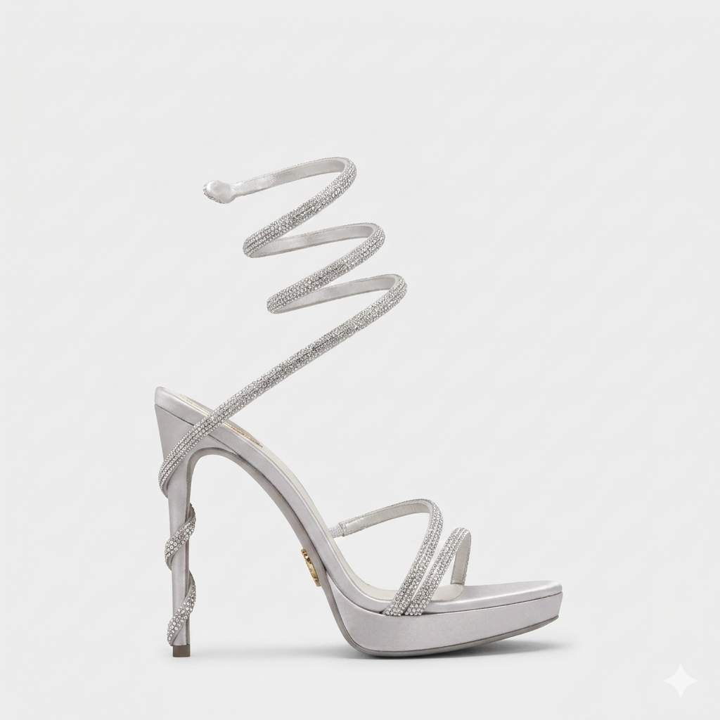 Women's Diamante Stiletto Sandals – Elegant Ankle Wrap Heels for Special Occasions