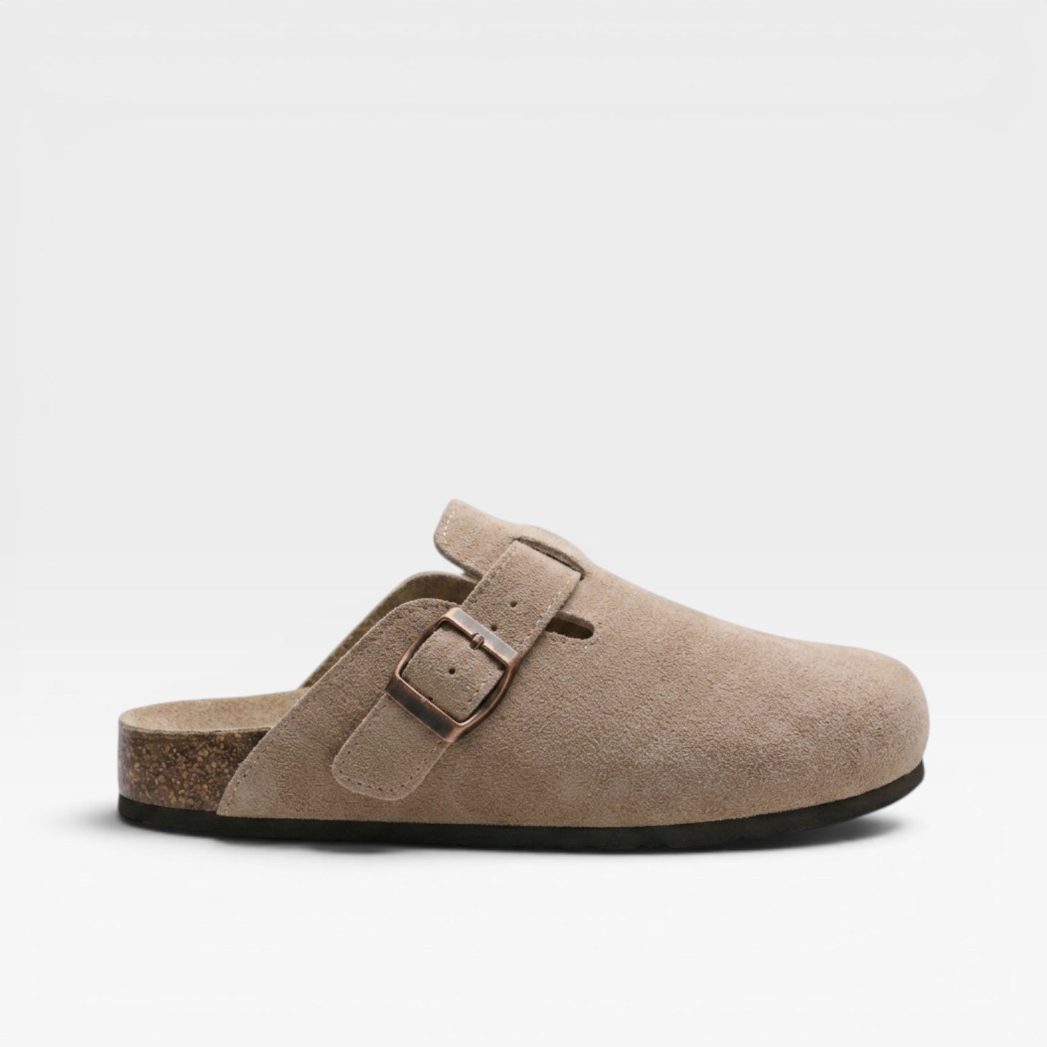 Women's Suede Cork Clogs – Comfortable Slip On Closed Toe Mules