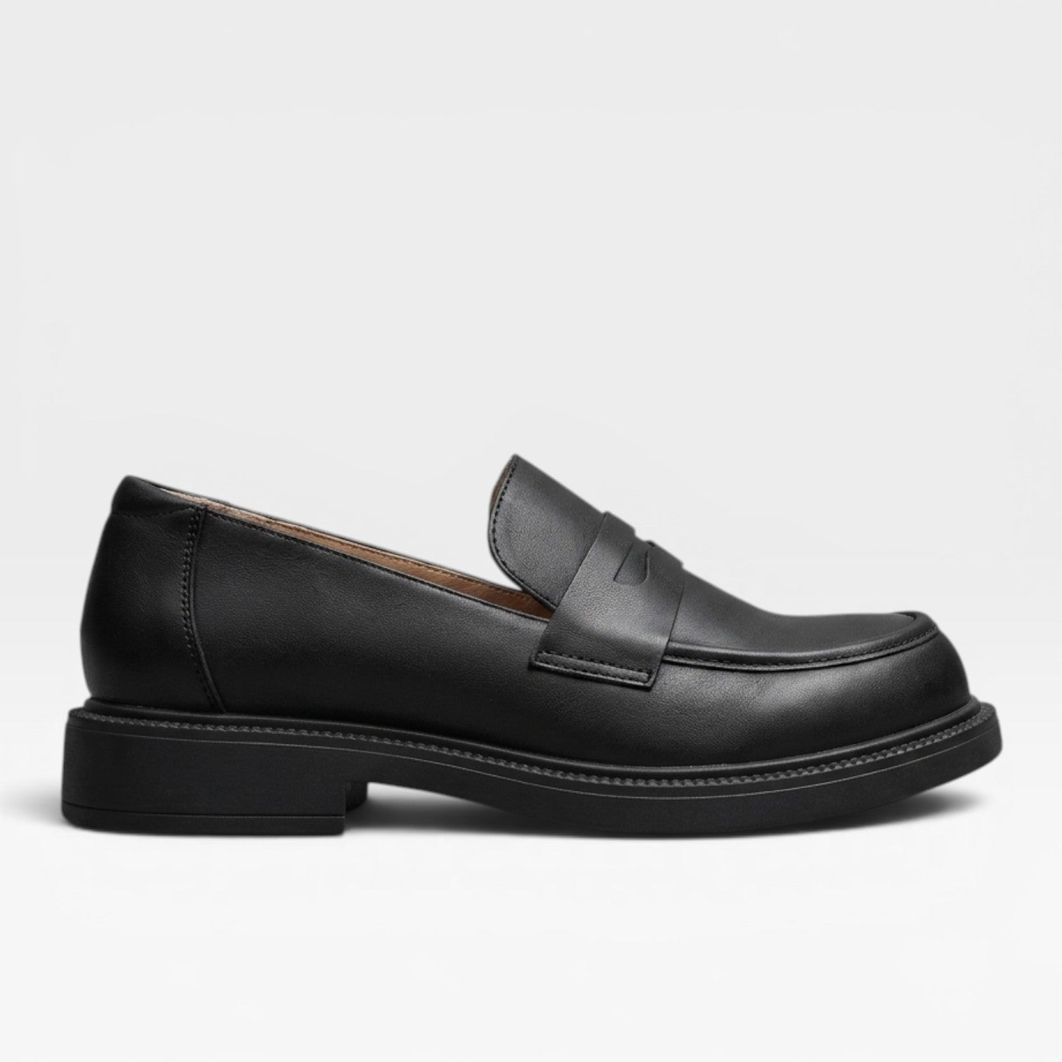 Mocassins penny en cuir véritable pour femmes – Chaussures classiques à enfiler à bout rond