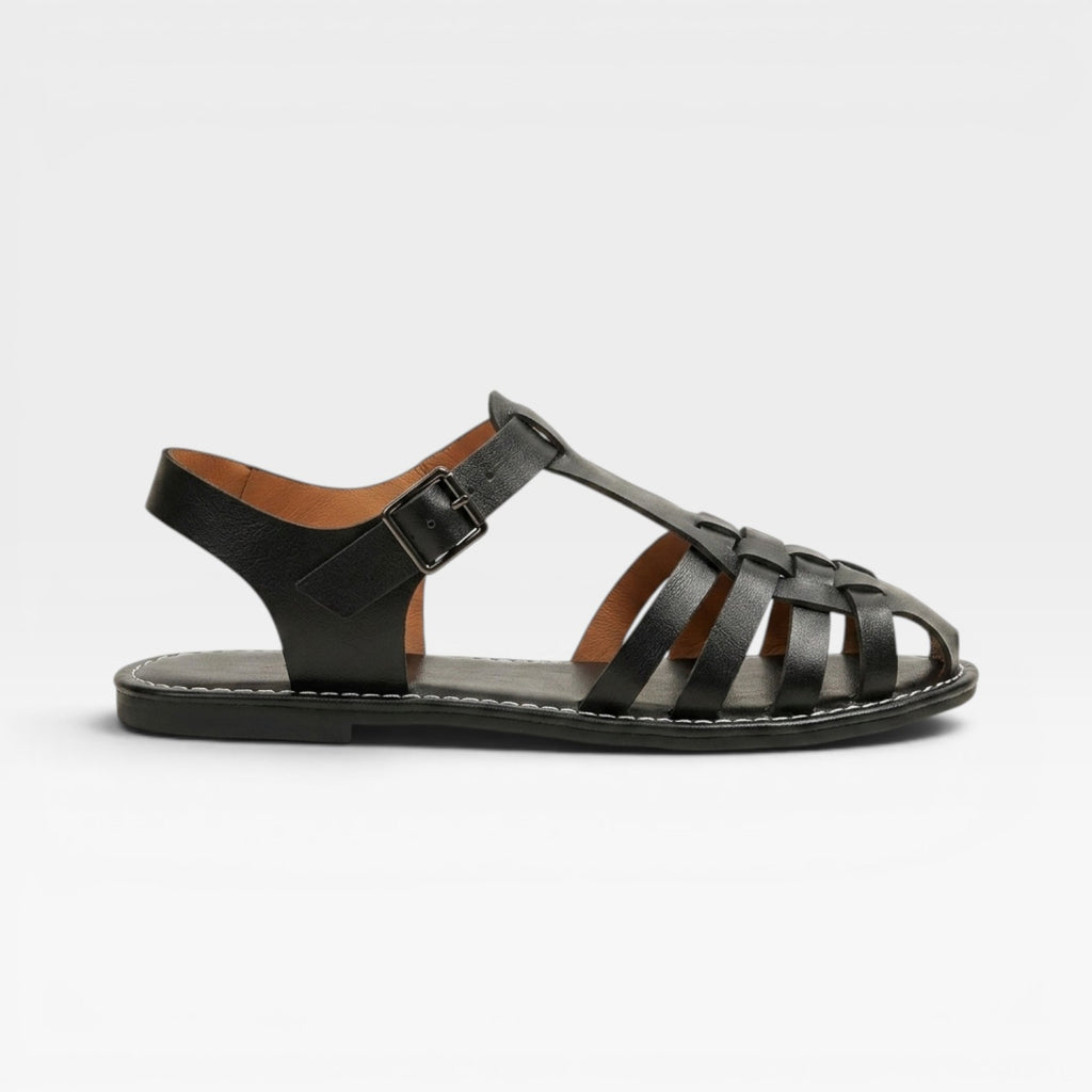 Women's Boho Fisherman Sandals – Woven Closed Toe Flat Summer Style