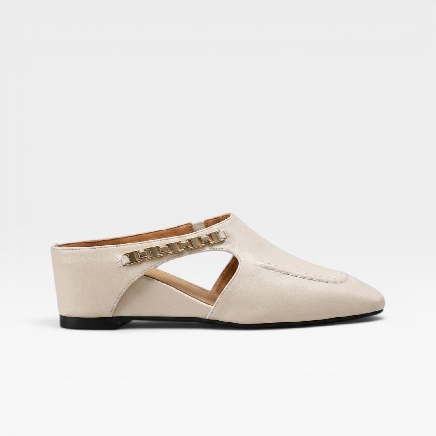Women's Leather Mules – Elegant Square Toe Slip On Shoes for Everyday Wear