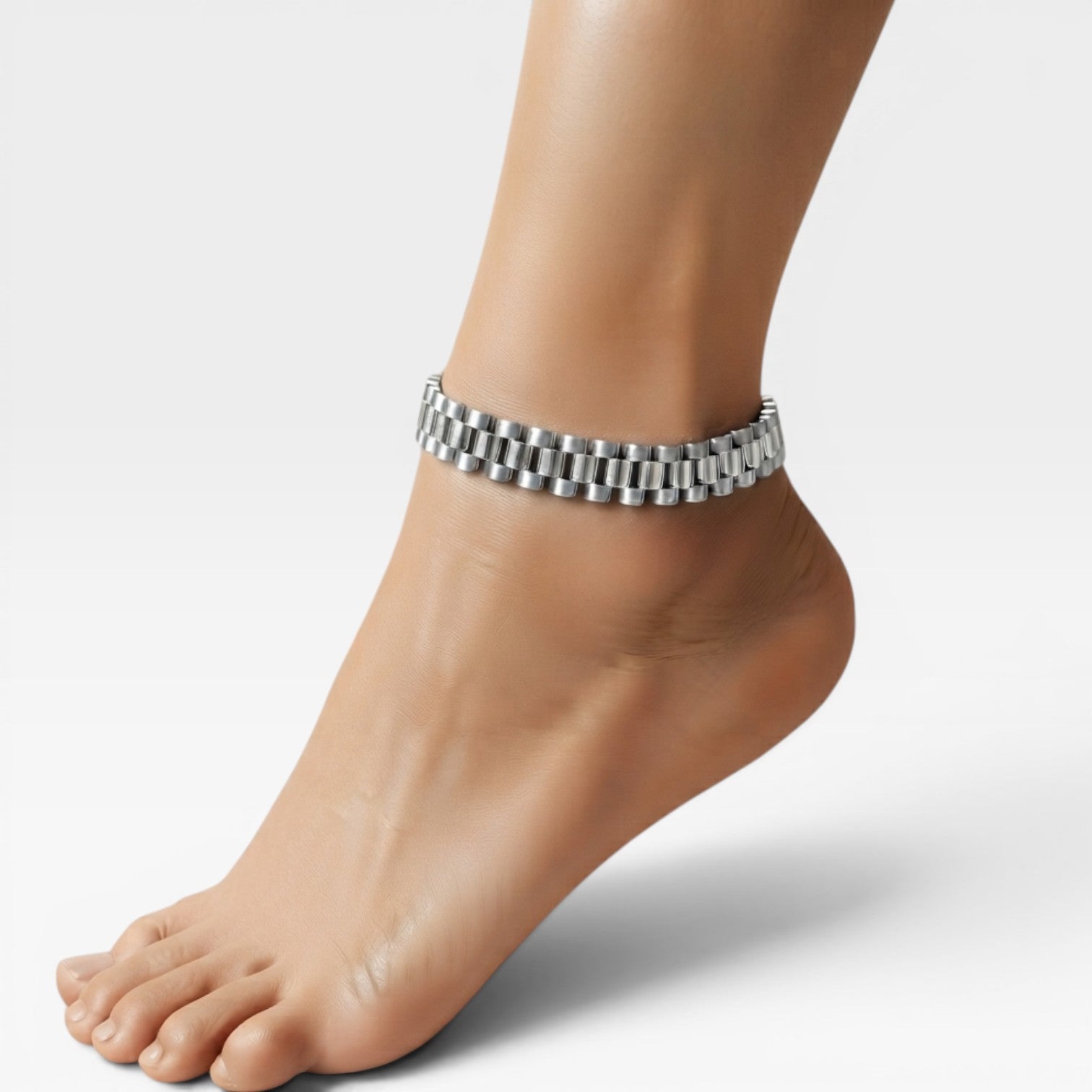 Women's Chunky Chain Anklet – Bold Gold Silver Watch Band Ankle Bracelet