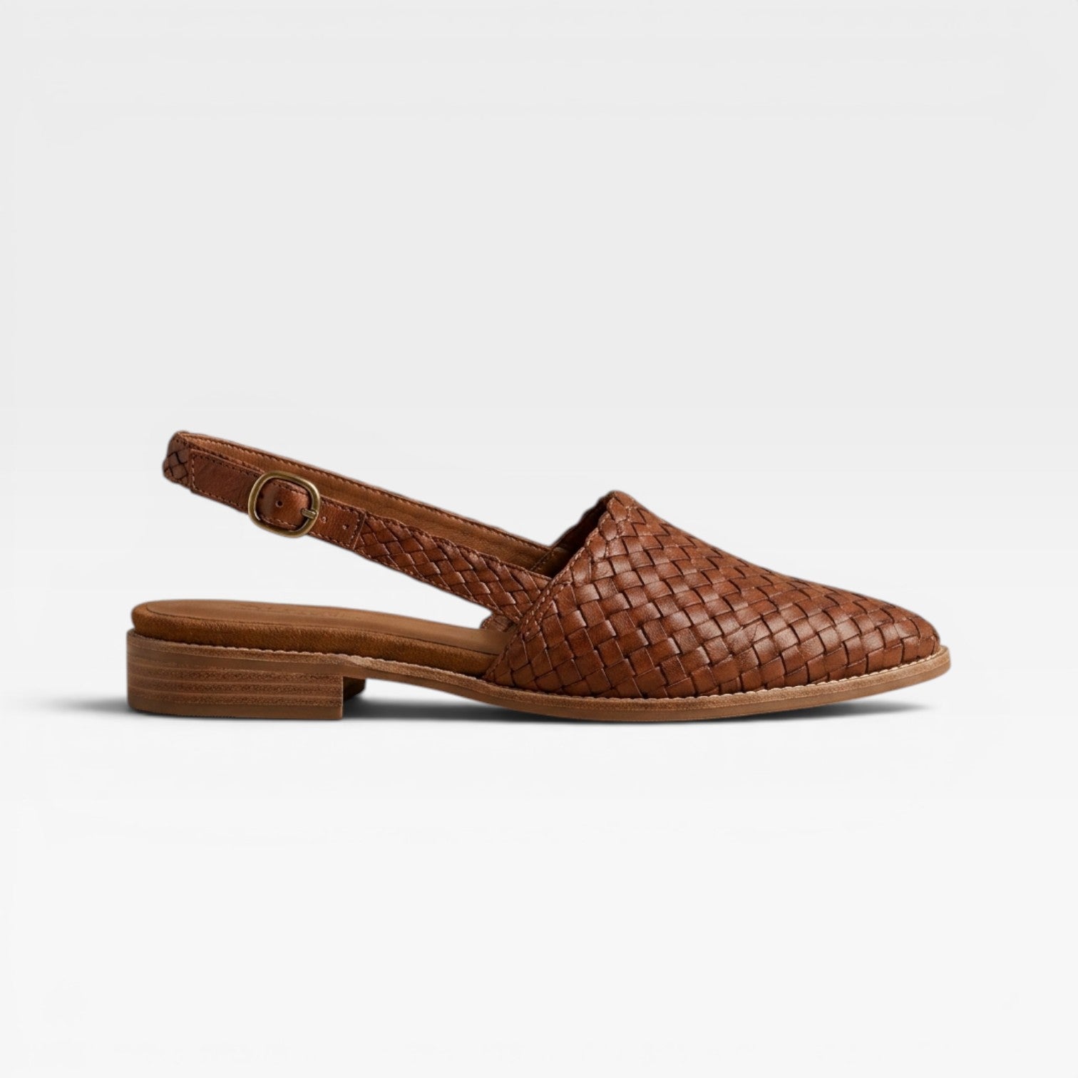Women's Woven Leather Loafers – Comfort Slingback Flats