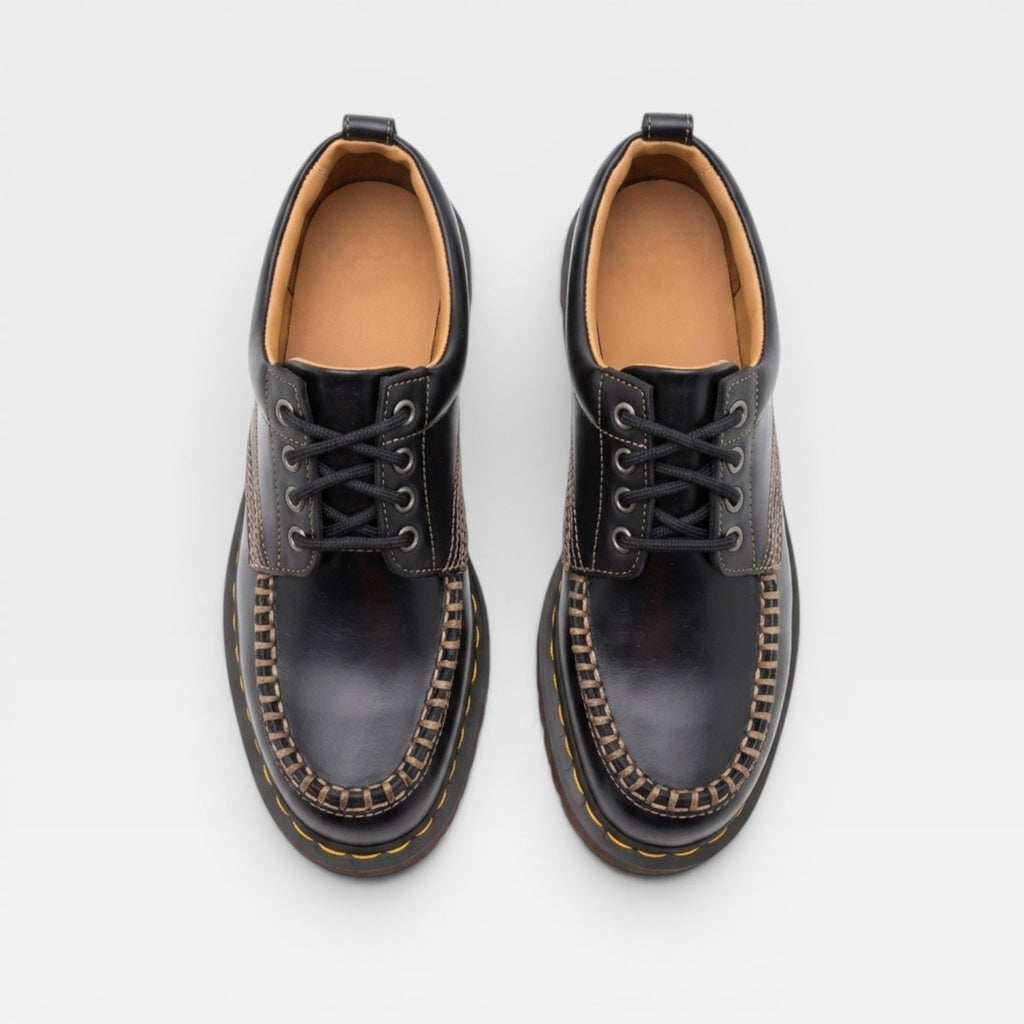 Unisex Genuine Cowhide Lace Up Shoes – Classic Leather Derby Shoes