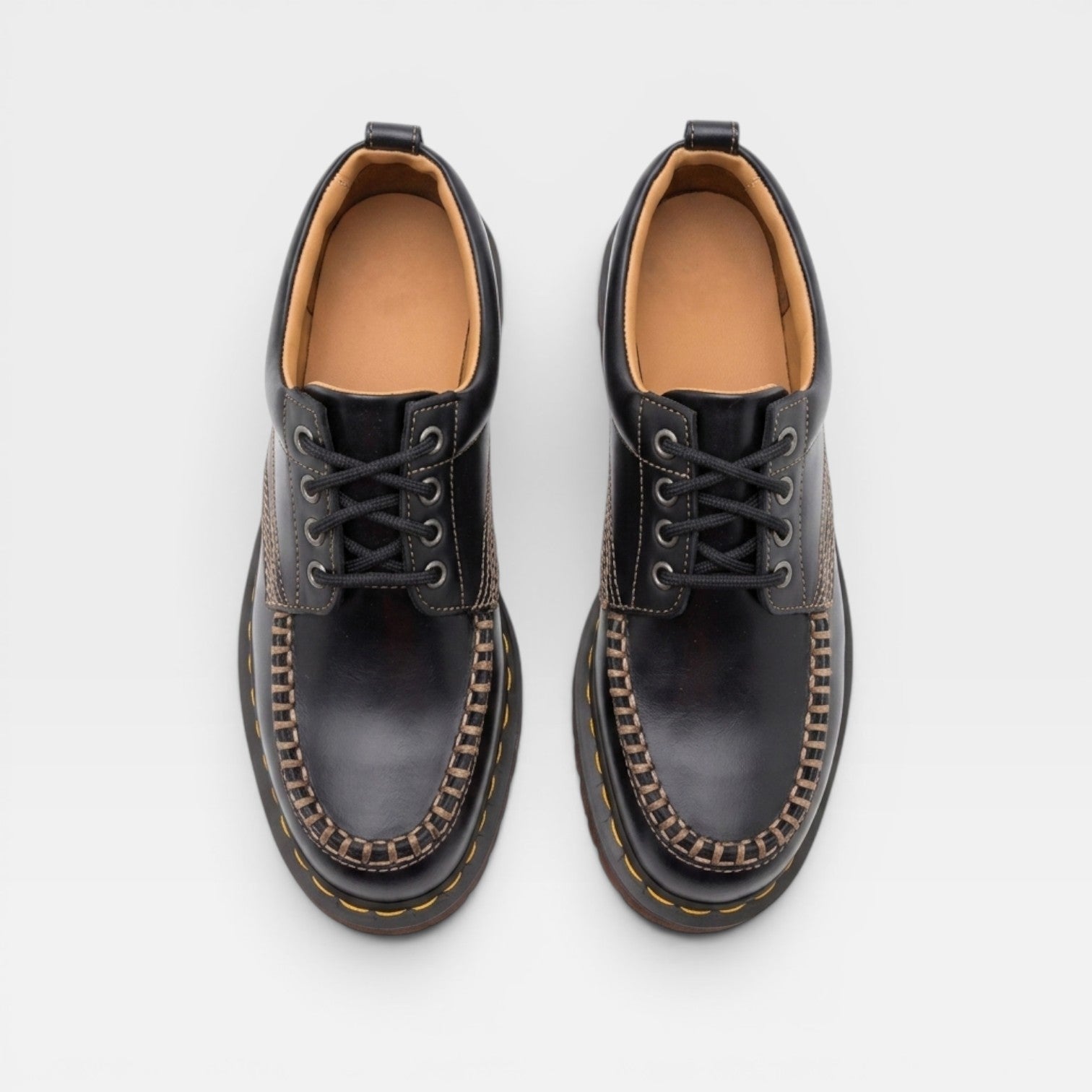 Unisex Genuine Cowhide Lace Up Shoes – Classic Leather Derby Shoes