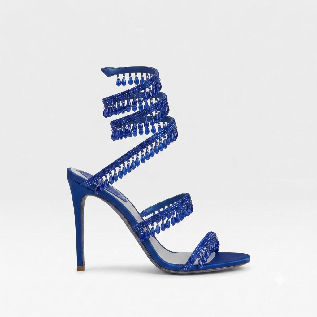 Women’s Crystal High Heel Sandals – Elegant Strappy Heels for Special Occasions