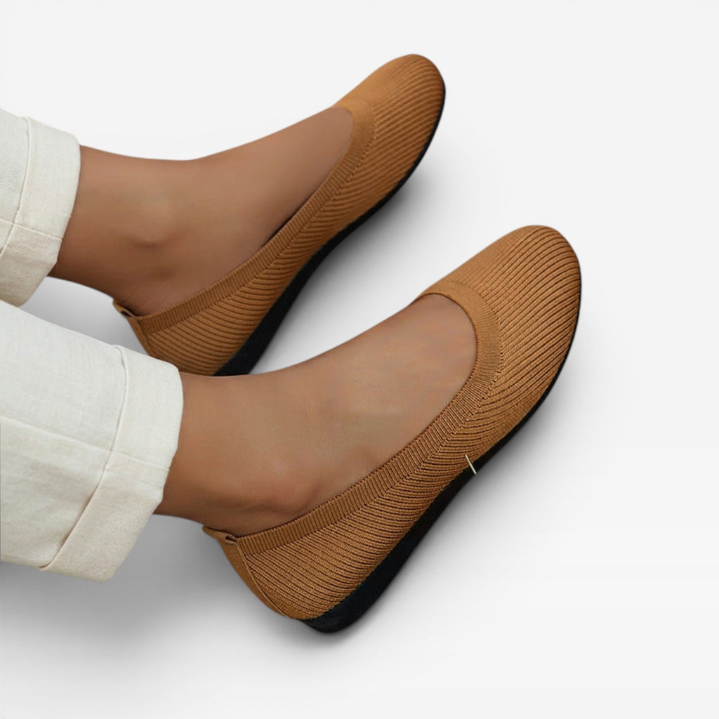Women's Knit Ballet Flats – Cushioned Slip On Round Toe Shoes