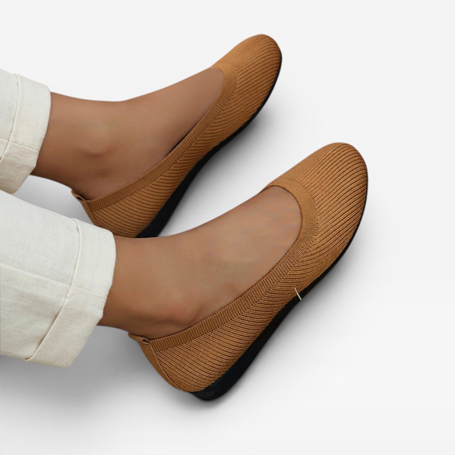 Women's Knit Ballet Flats – Cushioned Slip On Round Toe Shoes