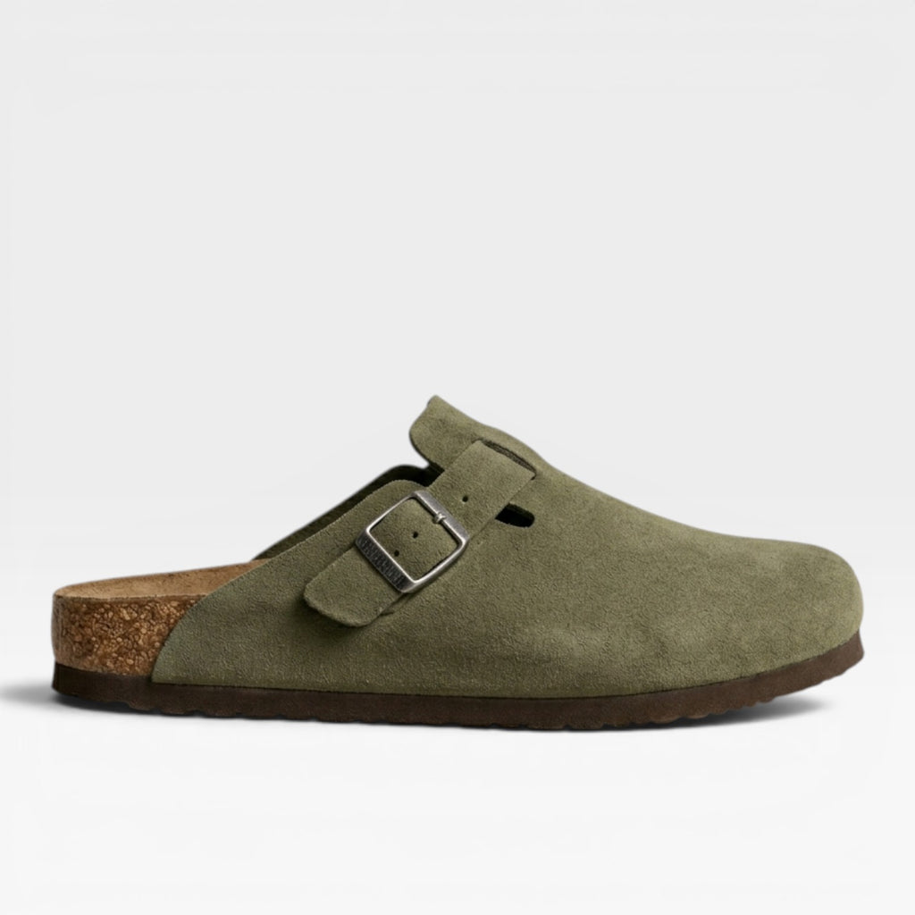Men's Suede Cork Clogs – Slip On Closed Toe Summer Mules
