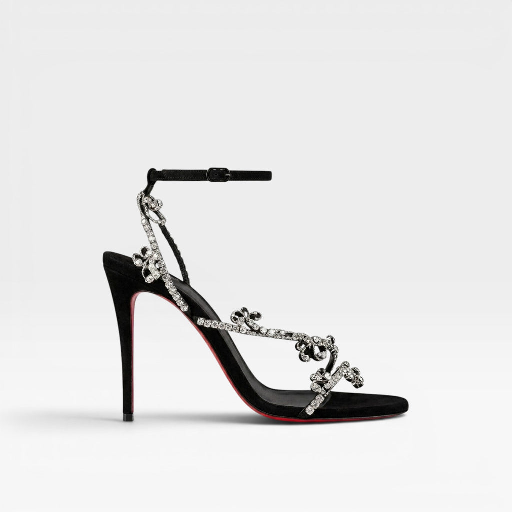 Women's Embellished Strappy Heels – Elegant Stiletto Ankle Strap Sandals for Special Occasions