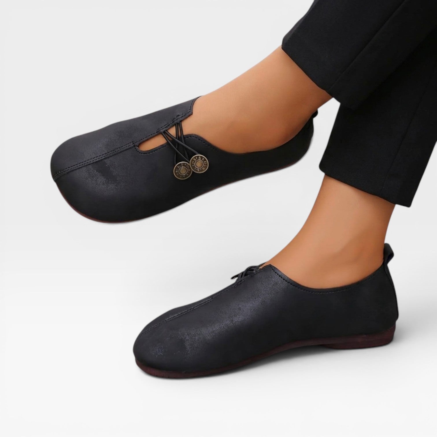Women's Soft Slip On Flat Shoes – Vintage Button Comfortable Loafers