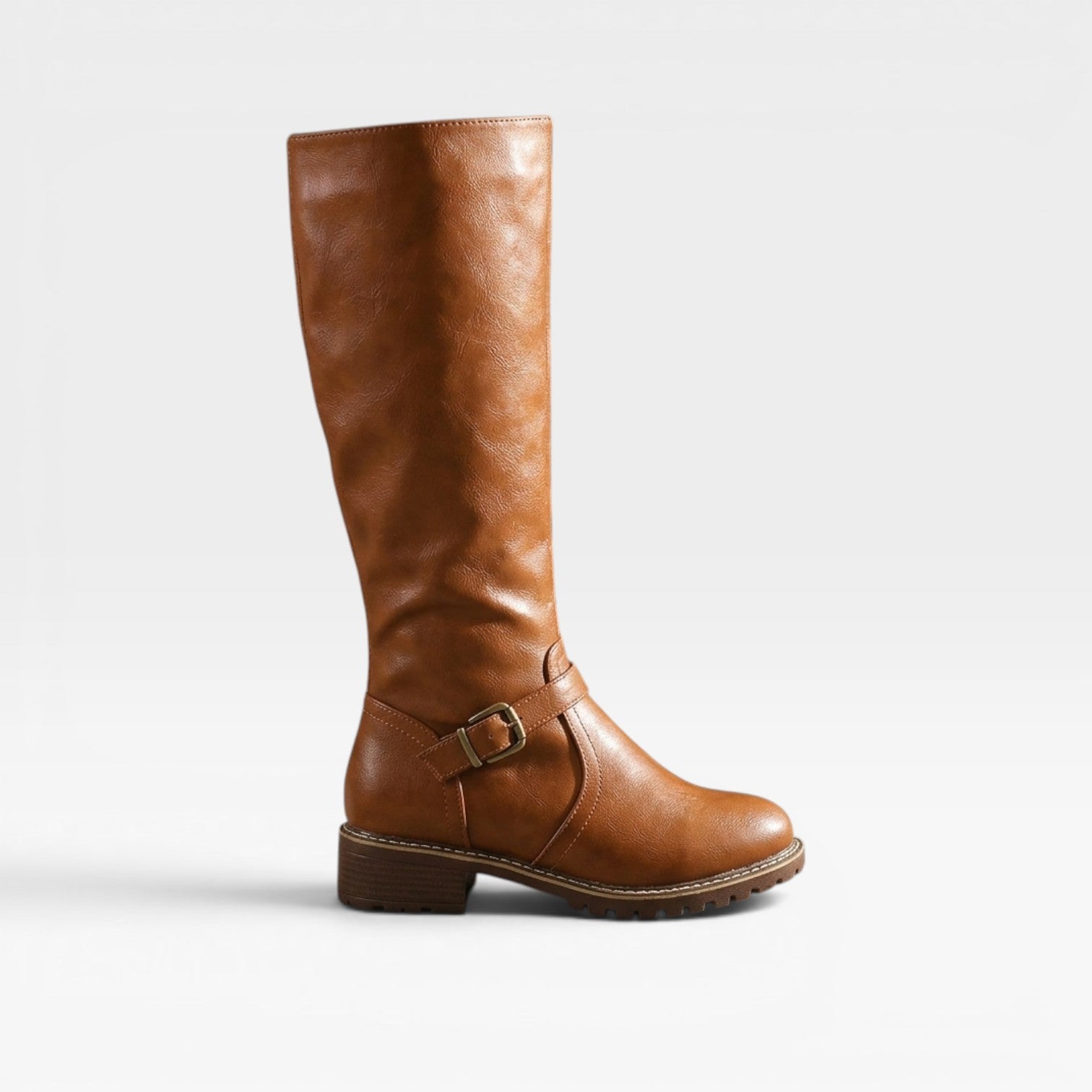 Women's Knee High Leather Boots – Buckle Strap Riding Boots