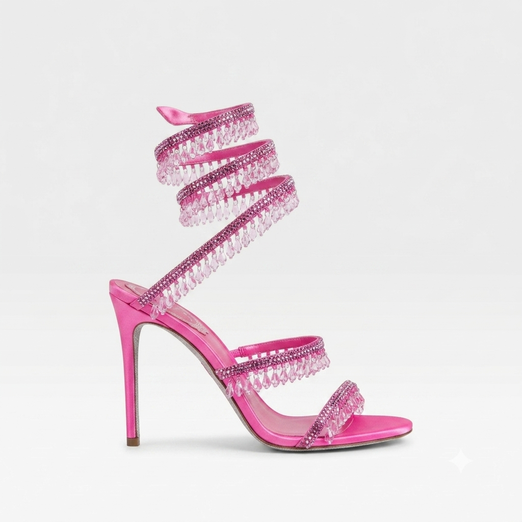 Women’s Crystal High Heel Sandals – Elegant Strappy Heels for Special Occasions