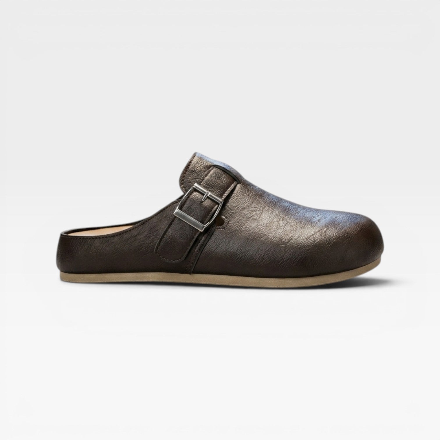 Sabots en cuir pour hommes – Mules d'été décontractées à enfiler avec bride à boucle