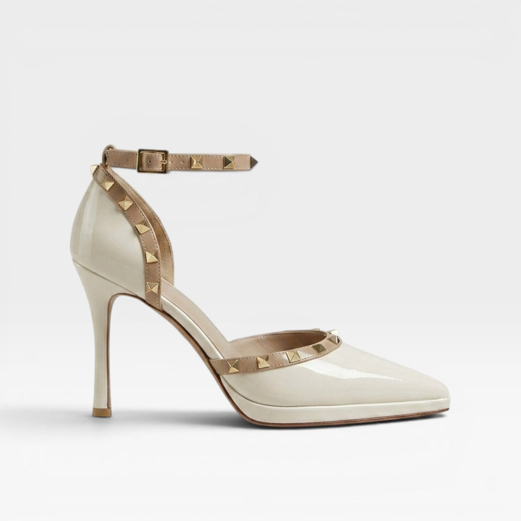 Women's Studded Strap Heels – Elegant Pointed Toe Stiletto Pumps for Special Occasions