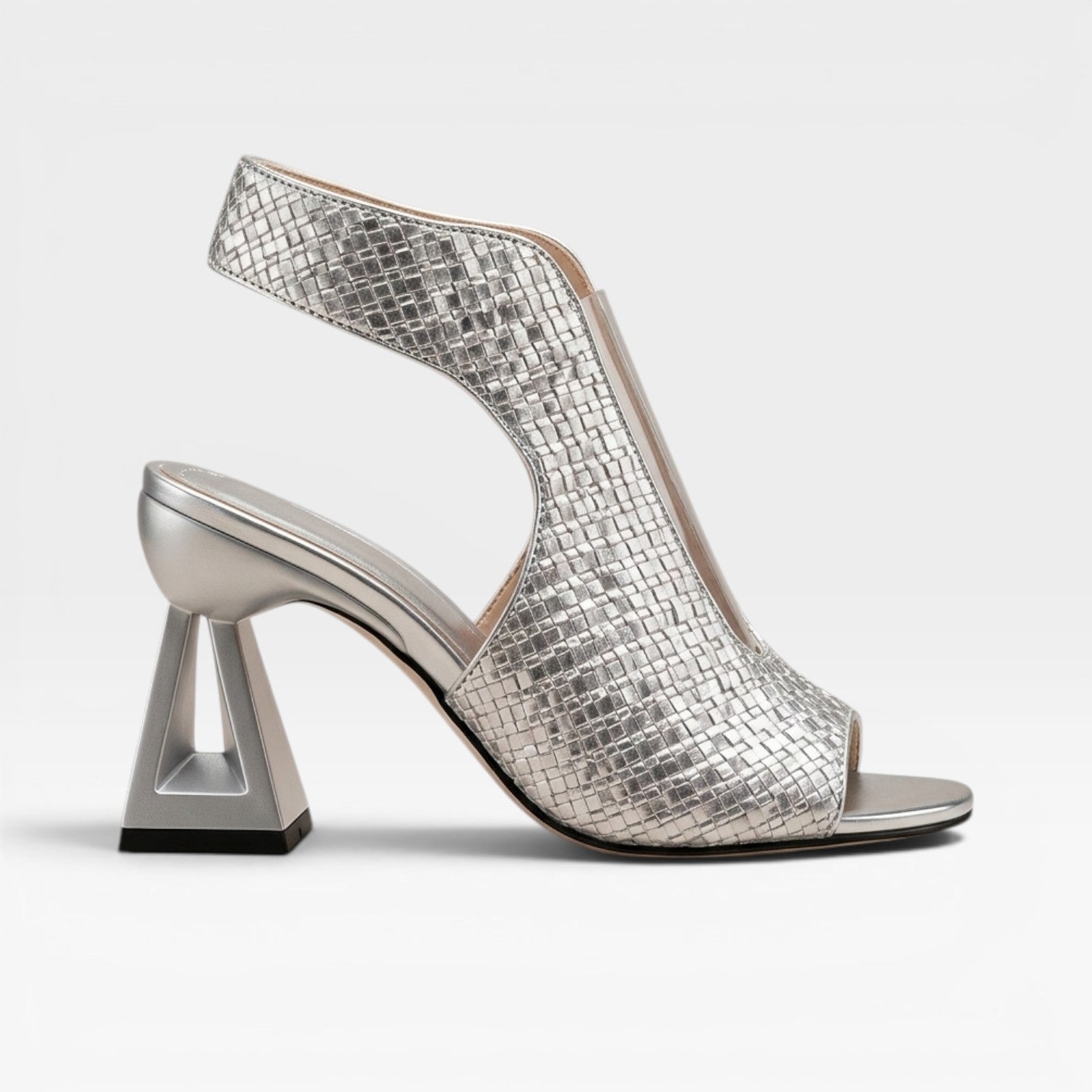 Women's Sculpted Heel Sandals – Woven Open Toe Statement Heels for Special Occasions