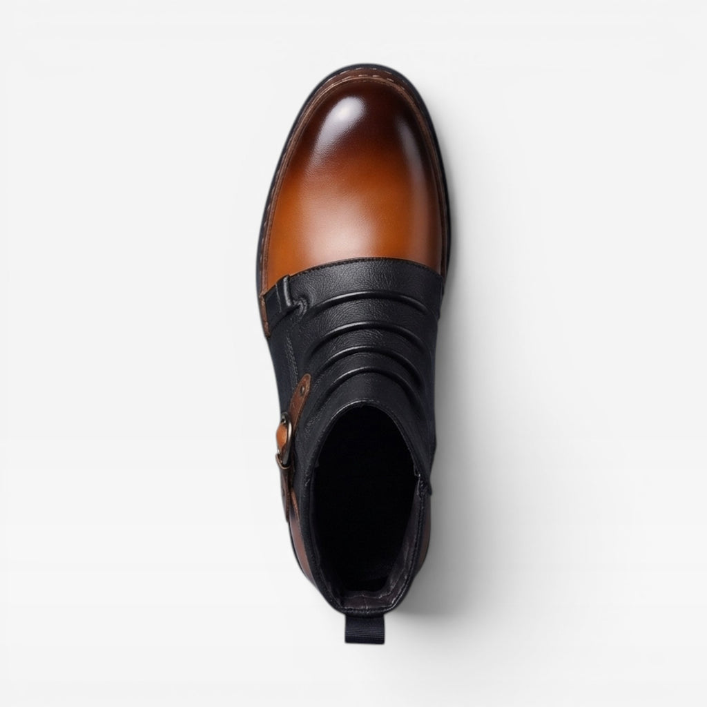 Bottes en cuir véritable pour hommes – Chaussures classiques à lacets, raffinées pour un usage quotidien