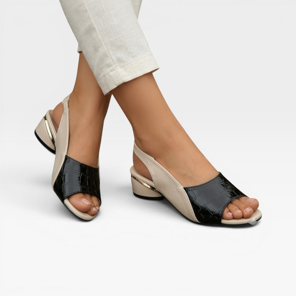 Women's Block Heel Slingback Sandals – Comfortable Open Toe Dressy Style