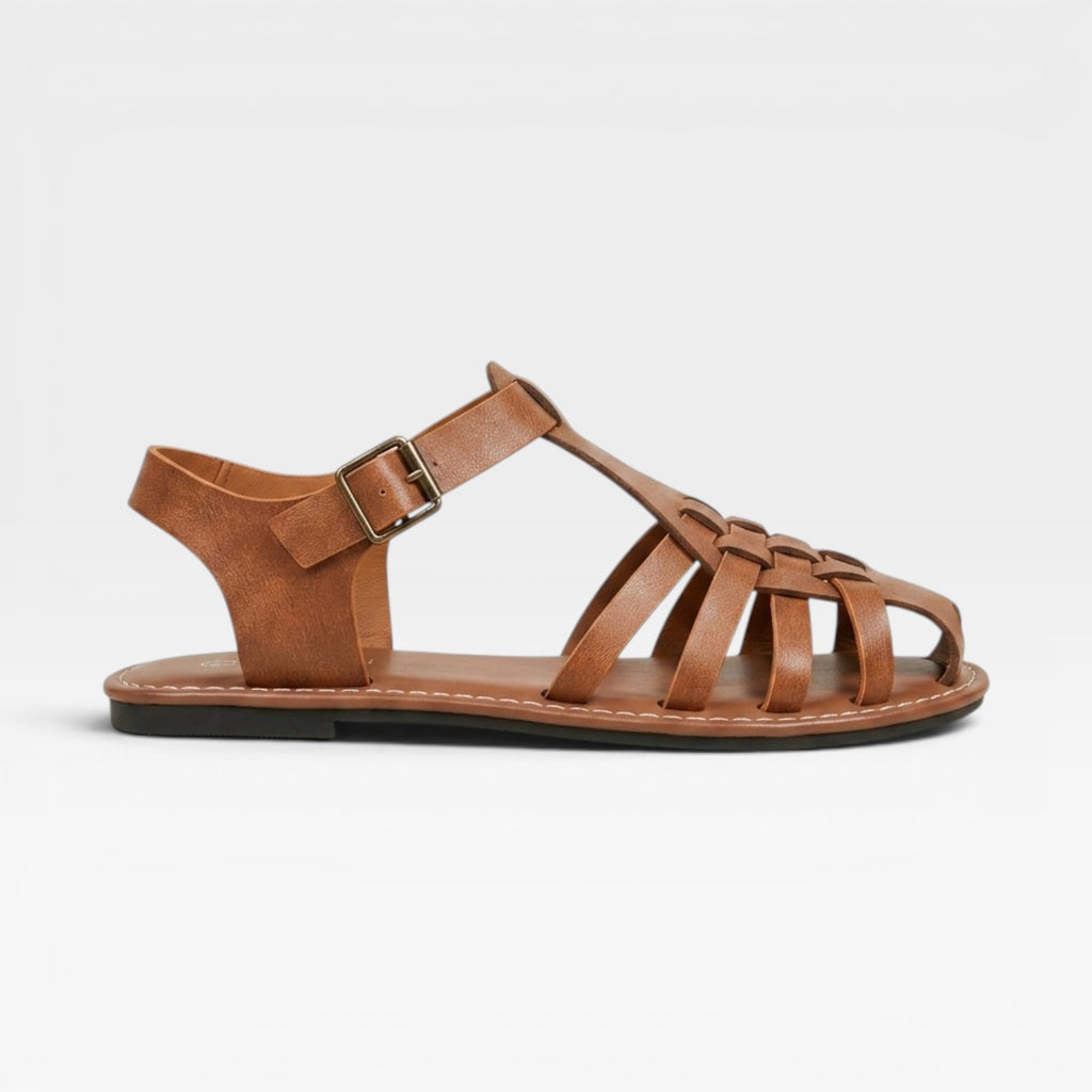 Women's Boho Fisherman Sandals – Woven Closed Toe Flat Summer Style