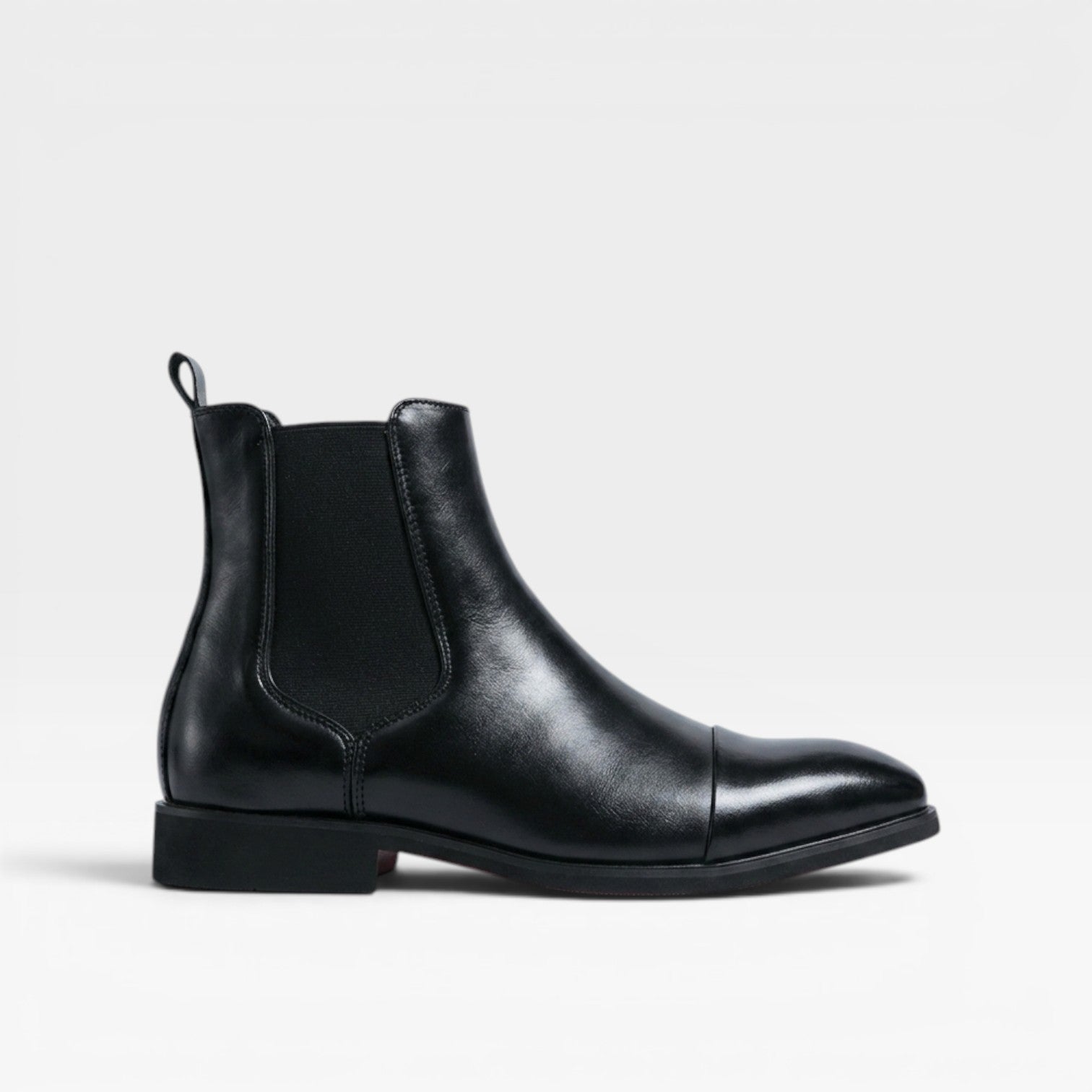 Men's Leather Chelsea Boots – Cap Toe Elastic Panel Pull Tab Ankle Boots