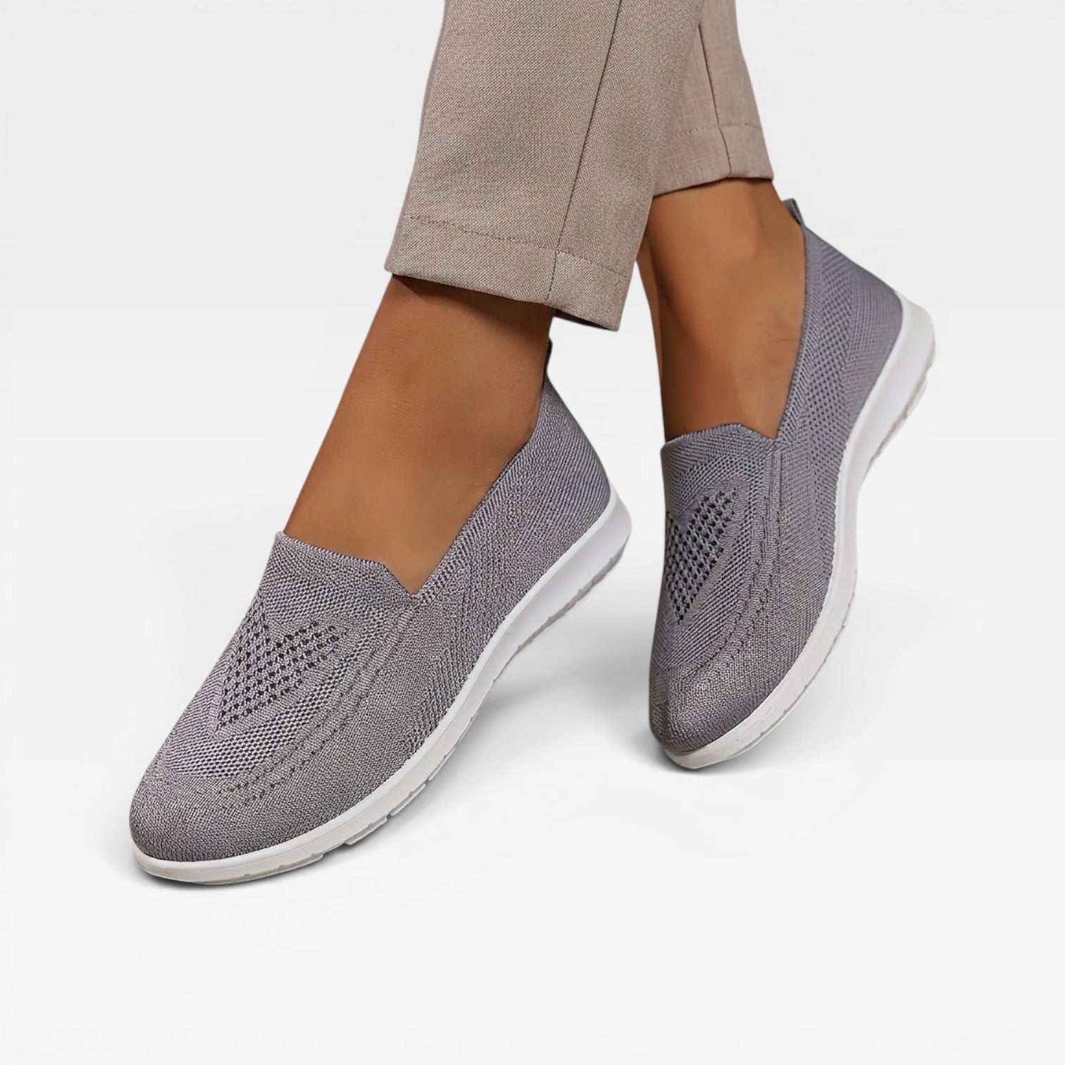 Women's Breathable Knit Slip On Trainers – Comfortable Walking Shoes