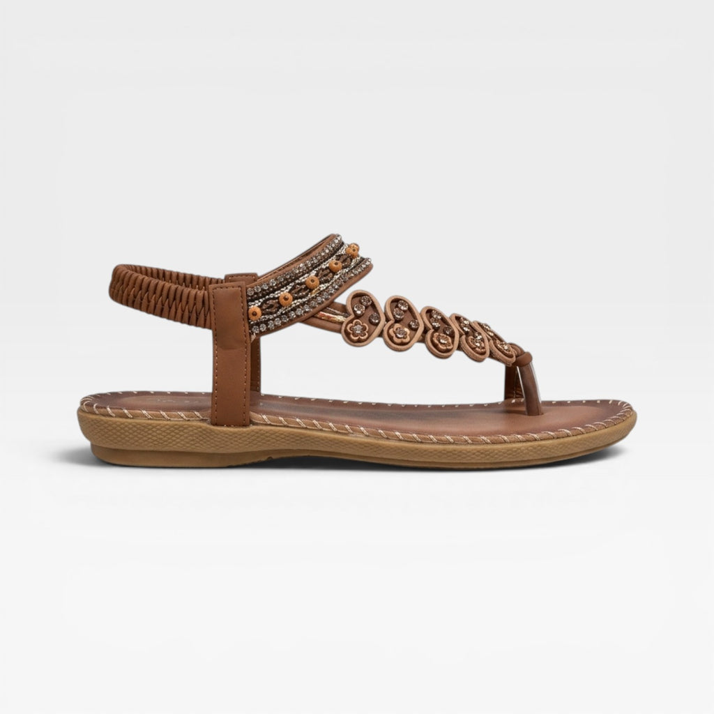 Women's Boho Summer Sandals – Beaded Slingback Cushioned Walking Style