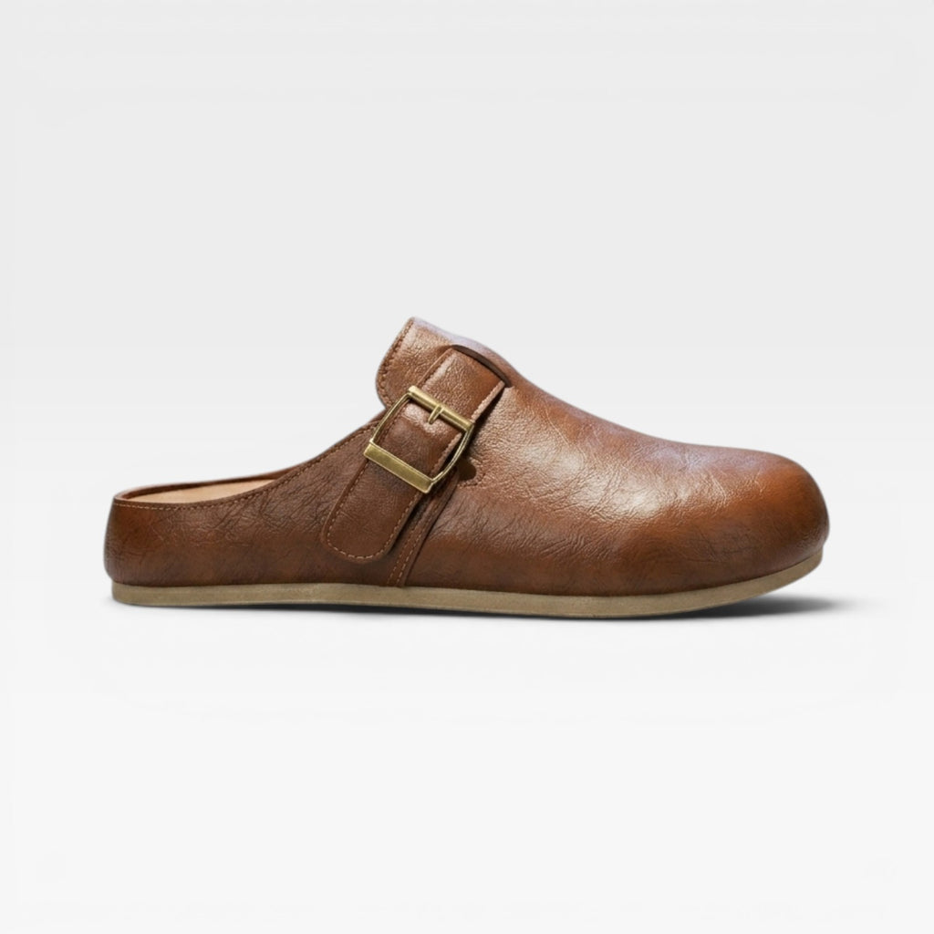 Sabots en cuir pour hommes – Mules d'été décontractées à enfiler avec bride à boucle